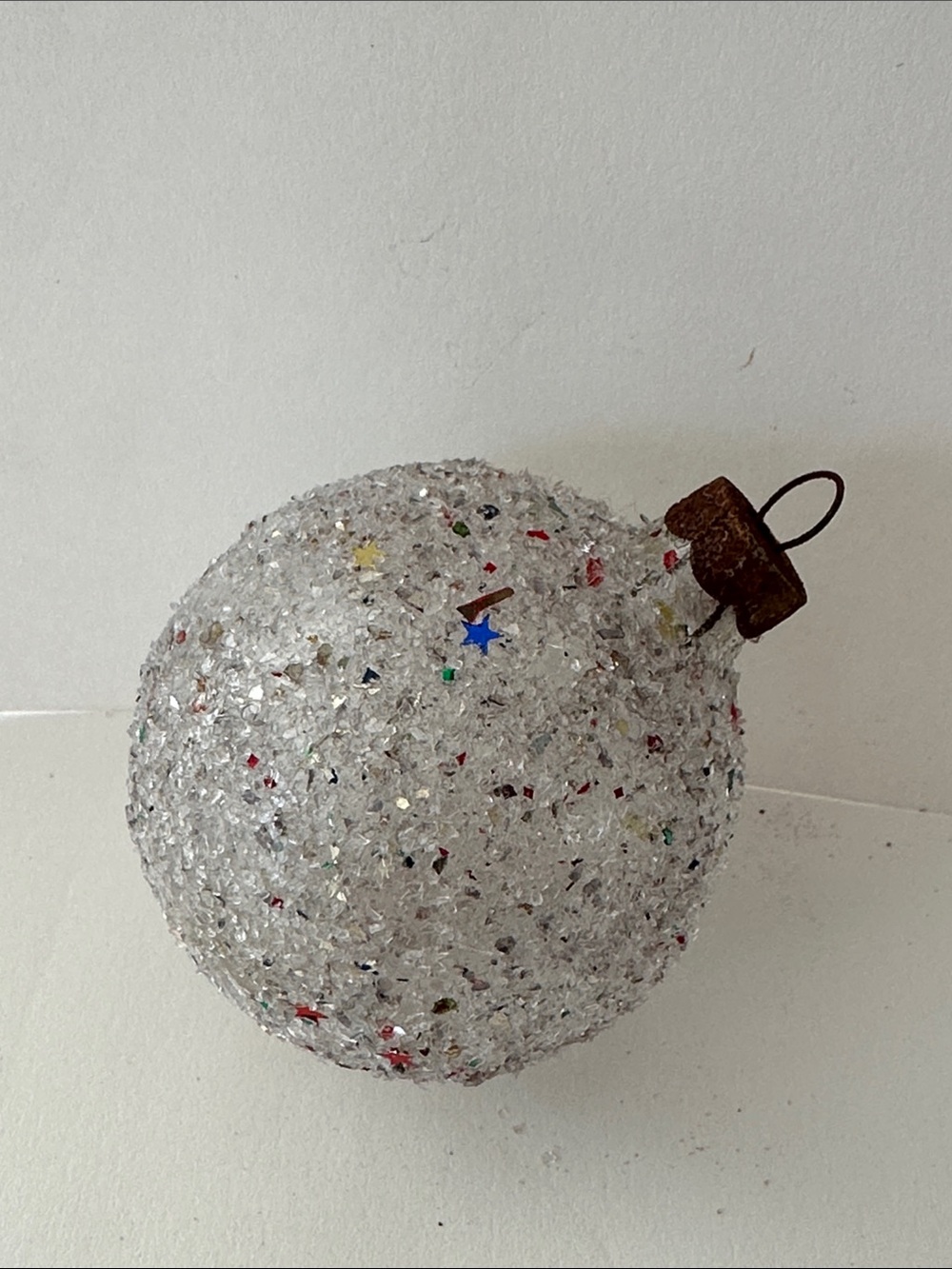 VINTAGE UNSILVERED MICA GLITTER BALL 2”